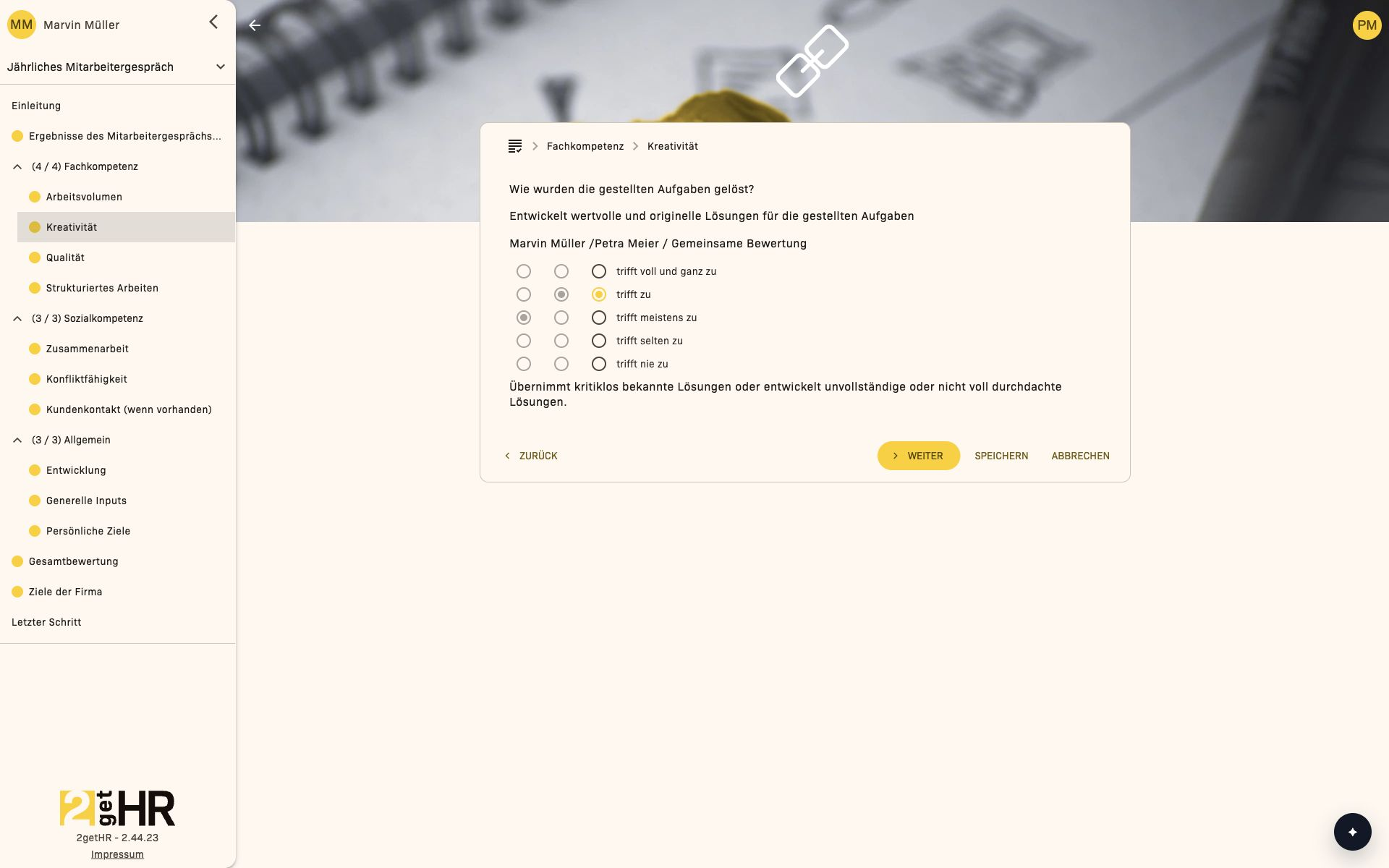 Vorbereitete Antworten beider Seiten und gemeinsame Bewertung