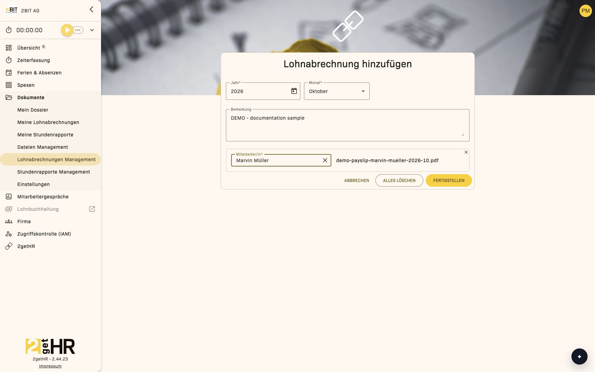 PDF-Lohnabrechnung Marvin Müller zuweisen