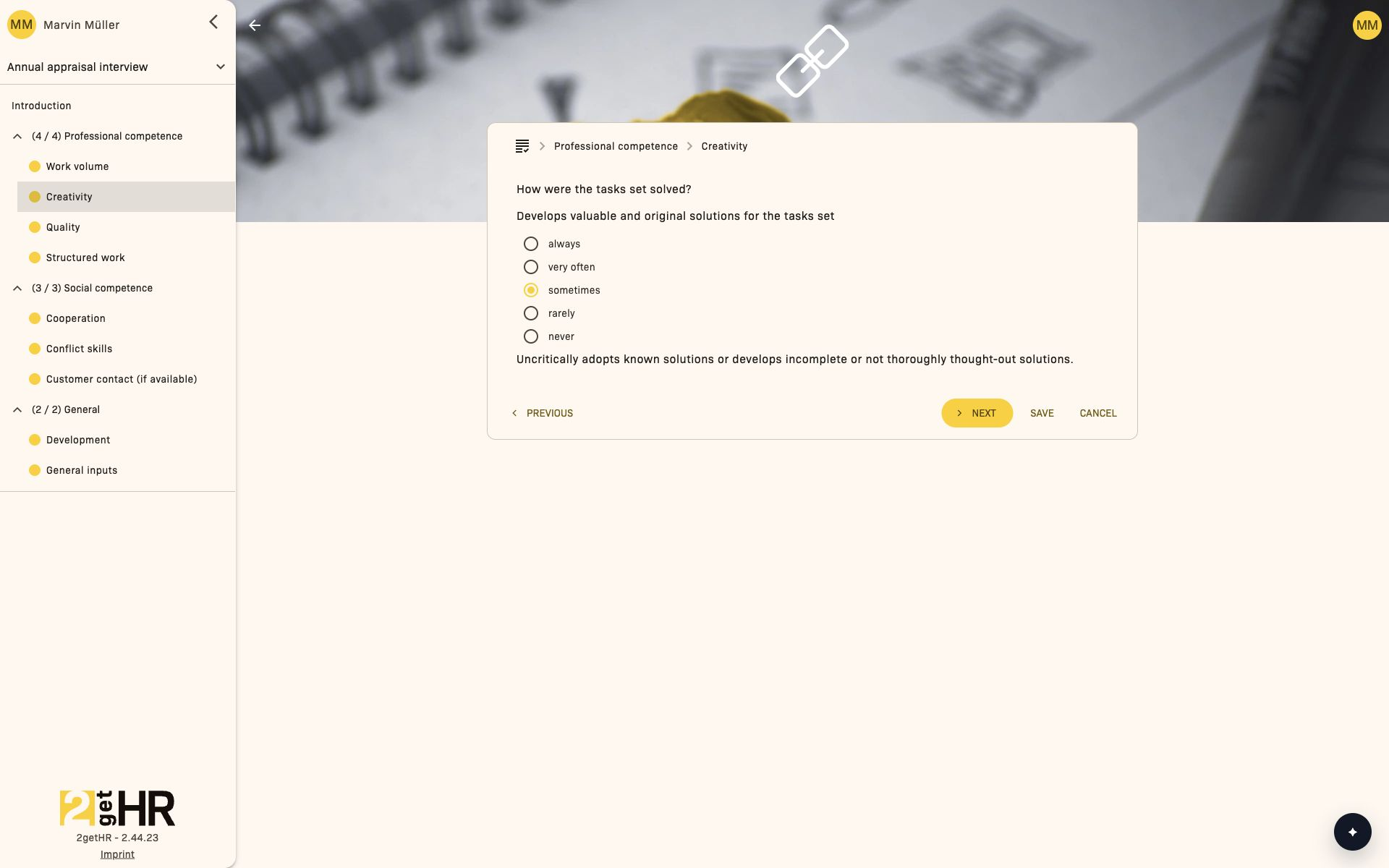 Marvin prepares his answers to the questions